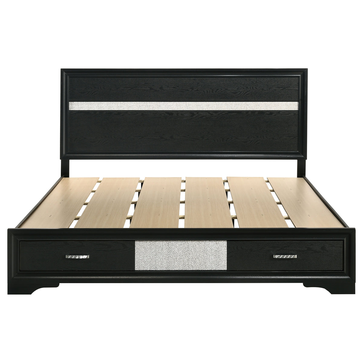 Miranda 51-inch Wood Storage Panel Bed - California King, Black