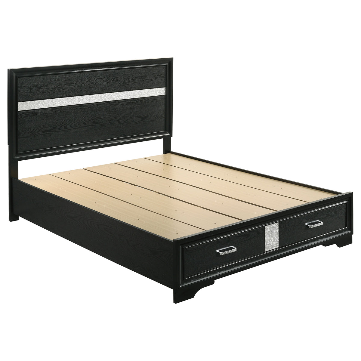 Miranda 5-piece Bedroom Set with 51-inch Wood Storage Panel Bed - Queen, Black