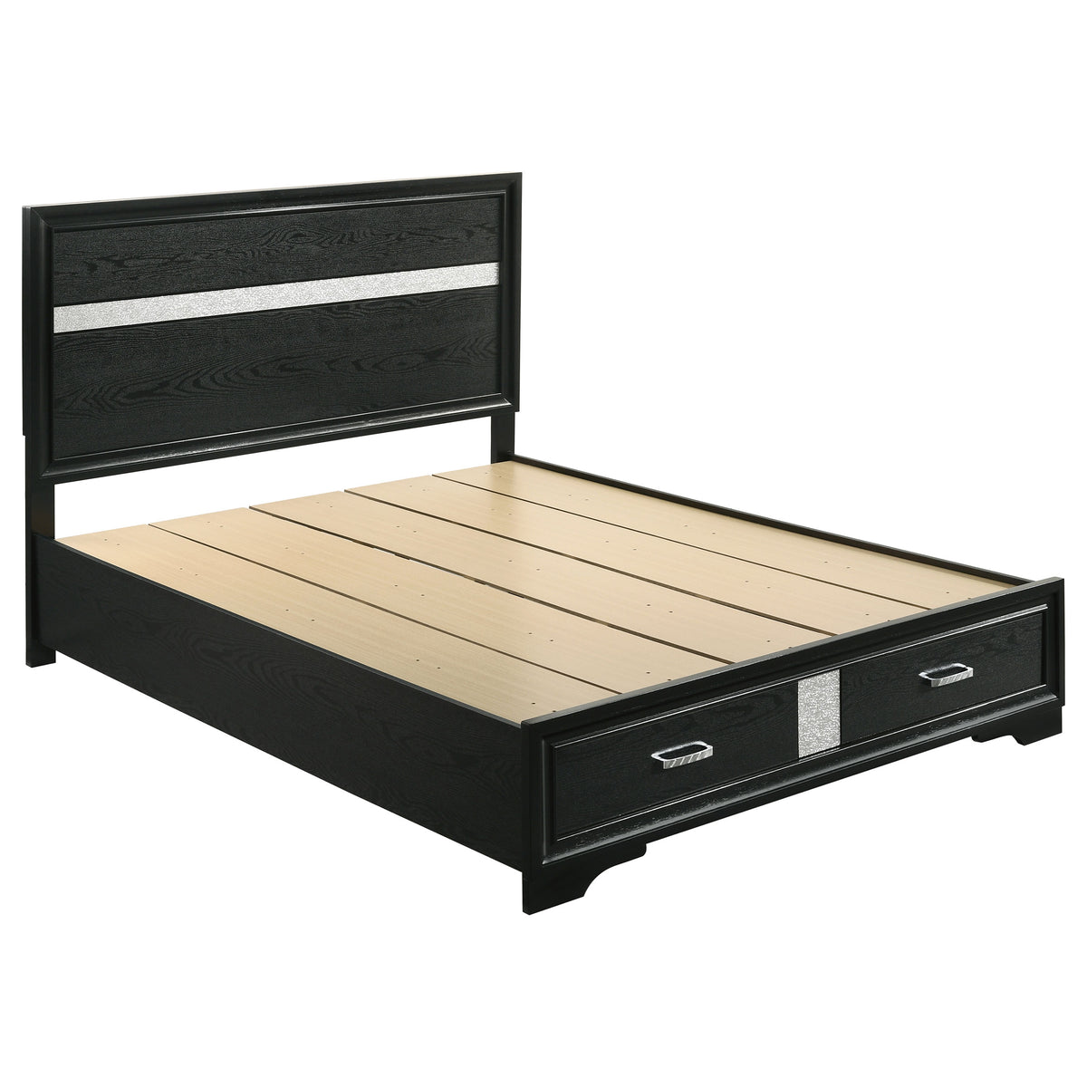 Miranda 51-inch Wood Storage Panel Bed - Queen, Black