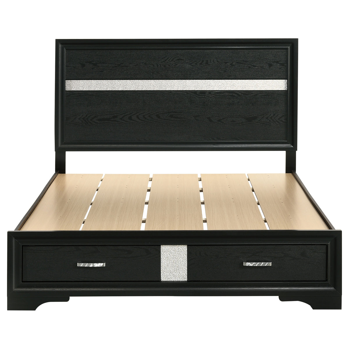Miranda 51-inch Wood Storage Panel Bed - Queen, Black