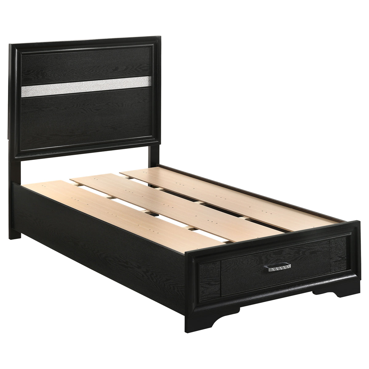 Miranda 5-piece Bedroom Set with 51-inch Wood Storage Panel Bed - Twin, Black