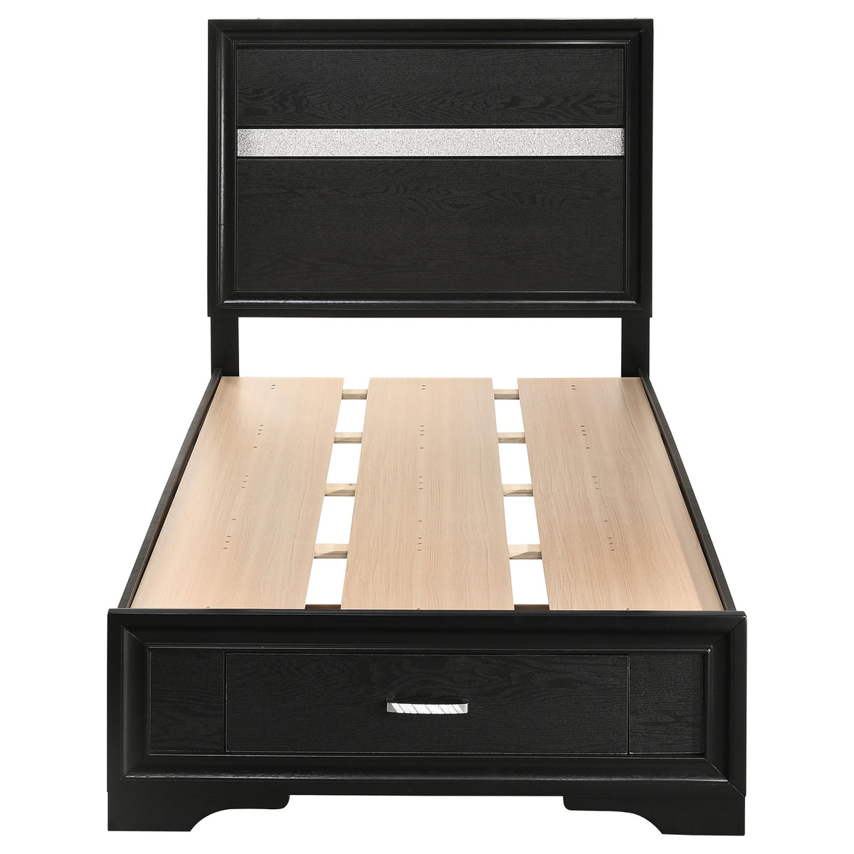 Miranda 51-inch Wood Storage Panel Bed - Twin, Black