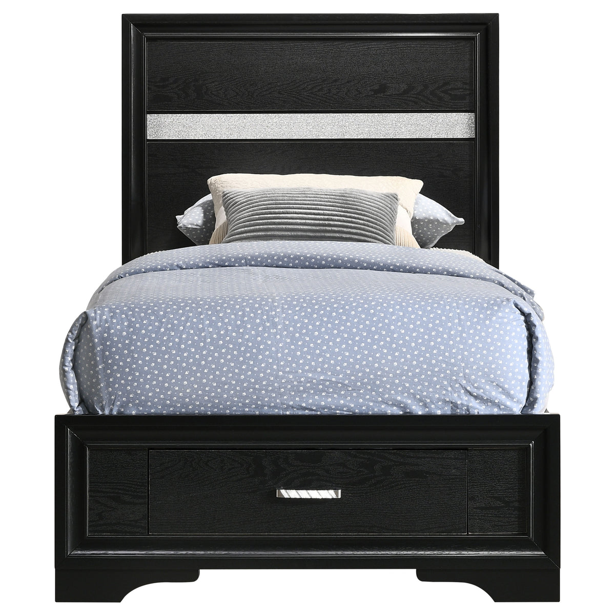 Miranda 51-inch Wood Storage Panel Bed - Twin, Black