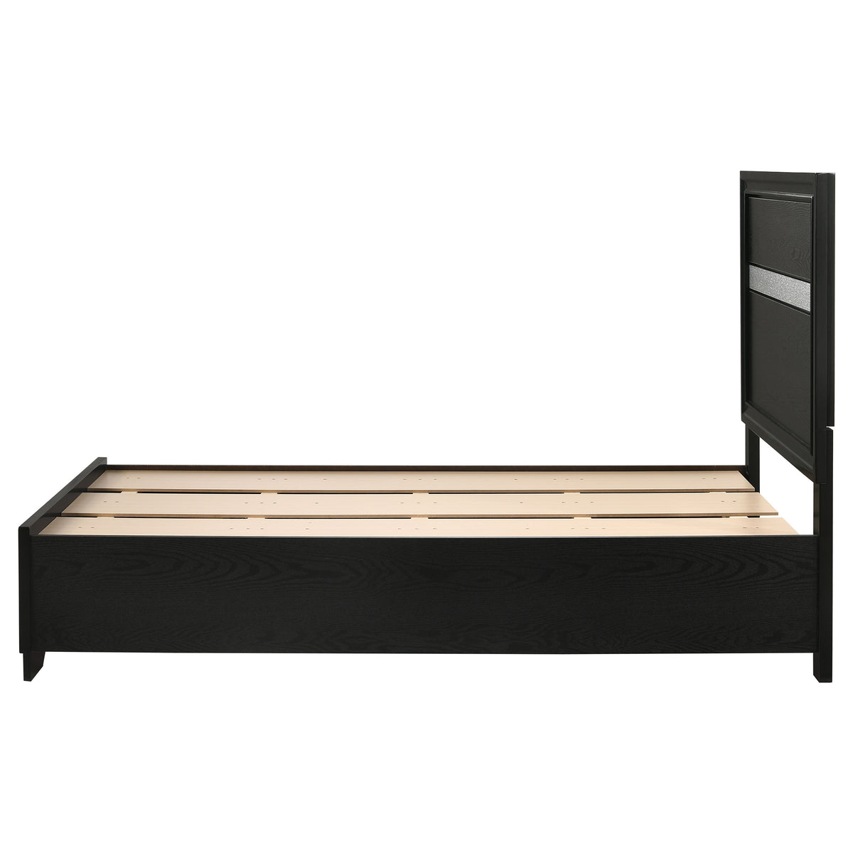 Miranda 51-inch Wood Storage Panel Bed - Twin, Black