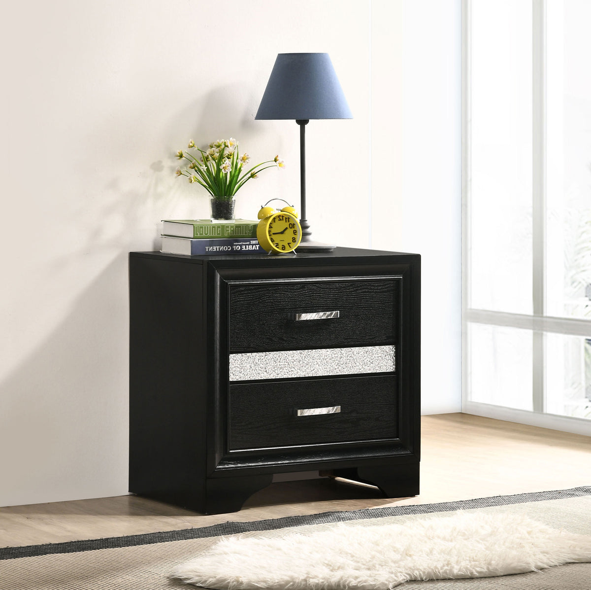 Miranda 3-drawer Nightstand Bedside Table - Black
