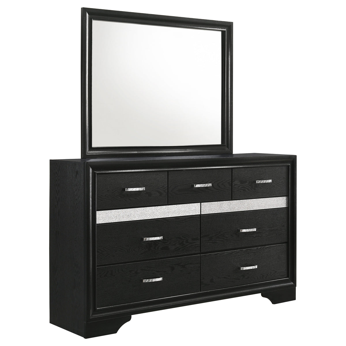 Miranda 9-drawer Dresser - Black, With Mirror