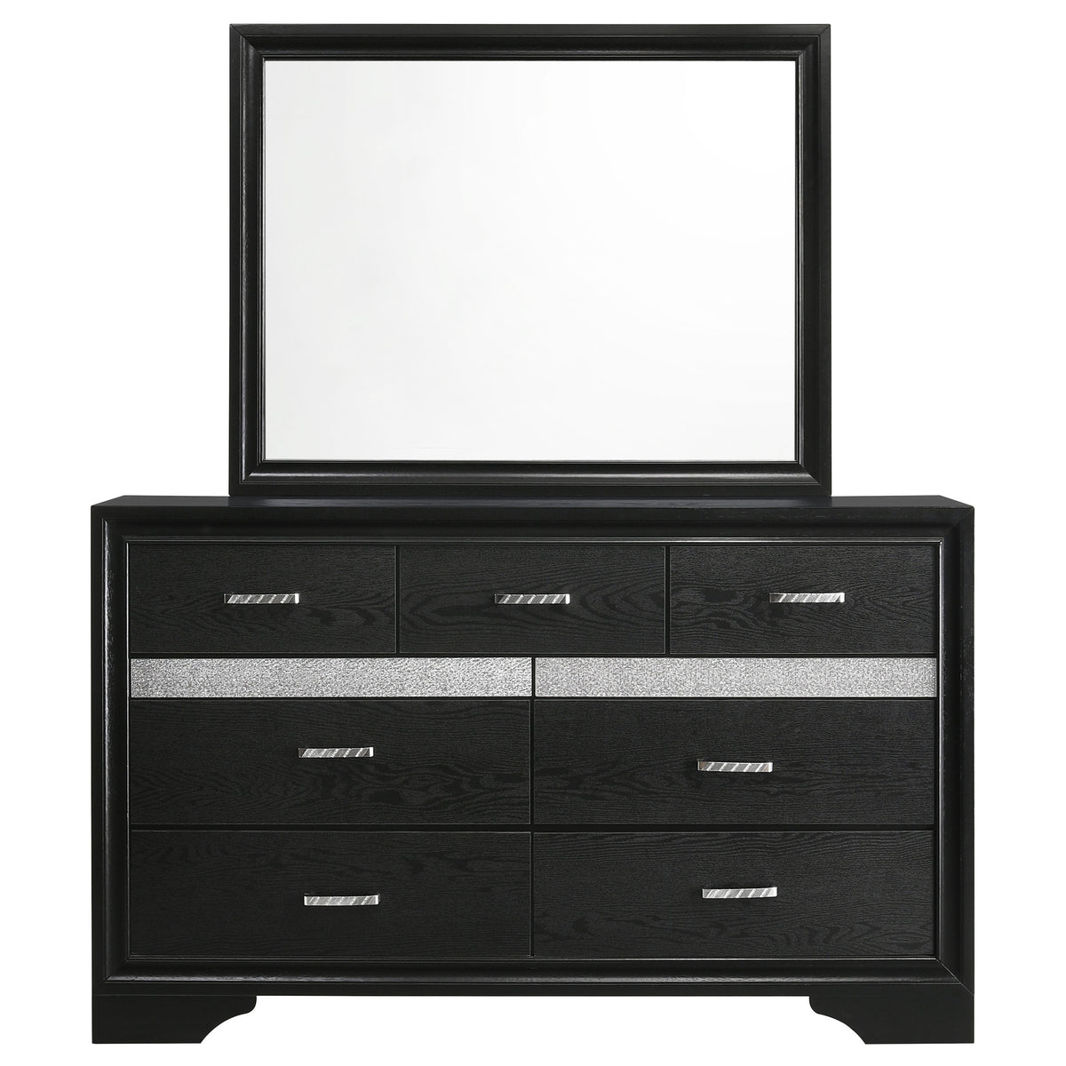 Miranda 9-drawer Dresser - Black, With Mirror