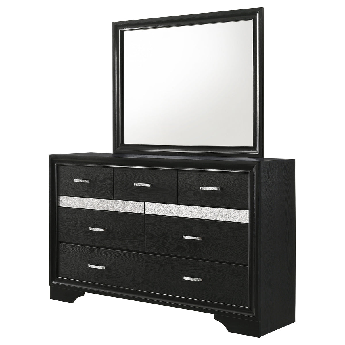 Miranda 9-drawer Dresser - Black, With Mirror