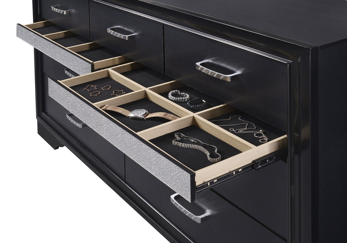 Miranda 9-drawer Dresser - Black, With Mirror