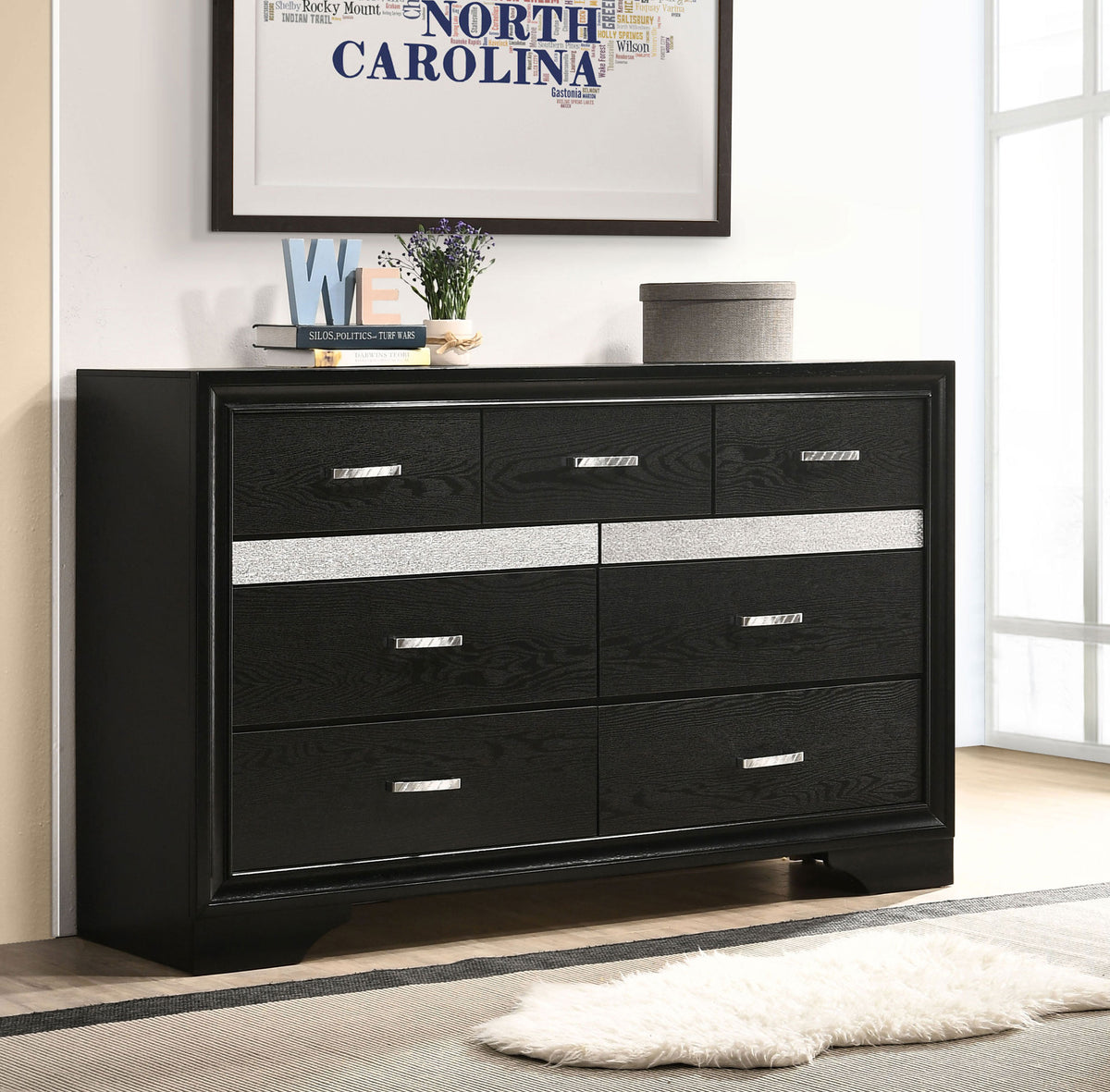 Miranda 9-drawer Dresser - Black, Without Mirror