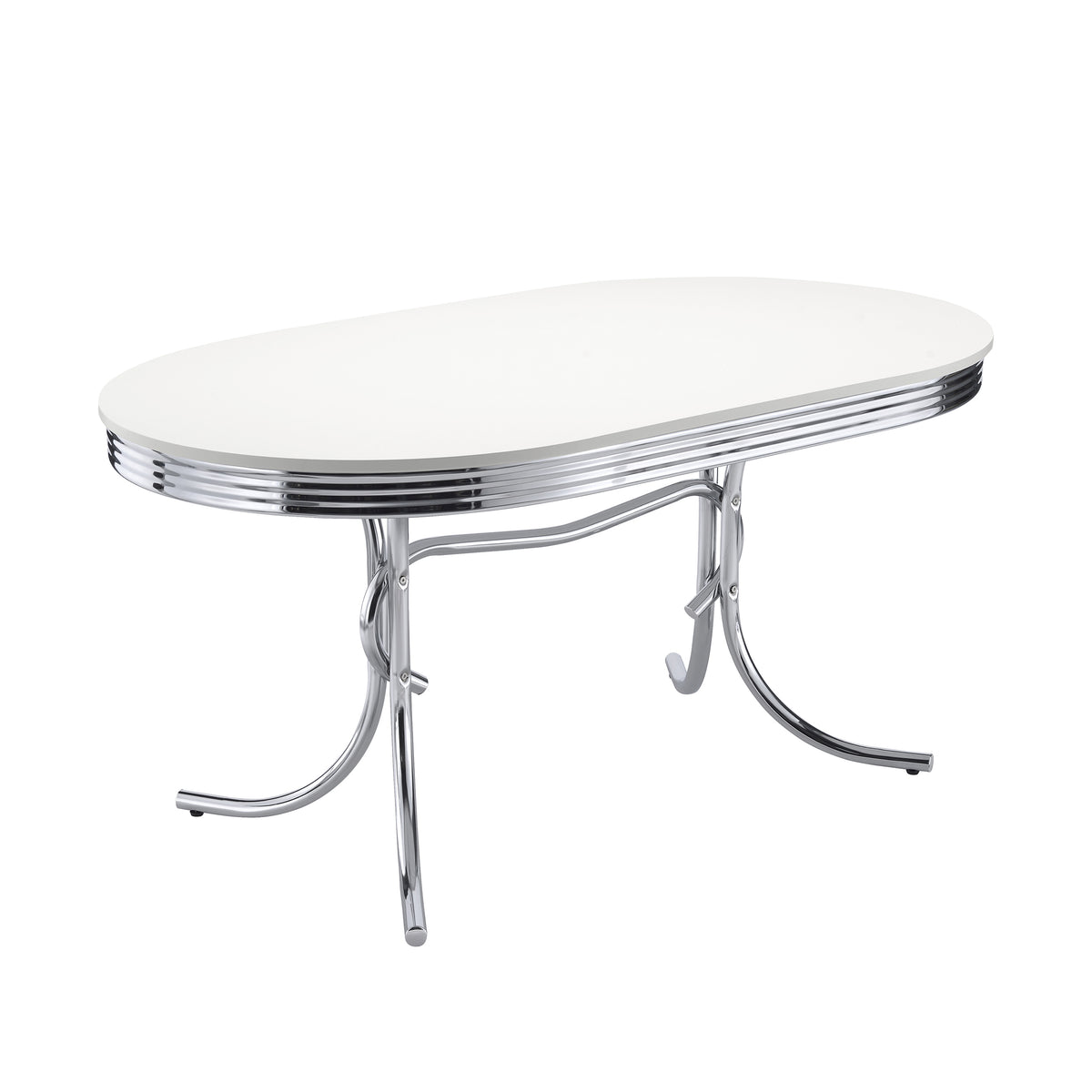 Retro 5-piece Oval Dining Table Set White - Black