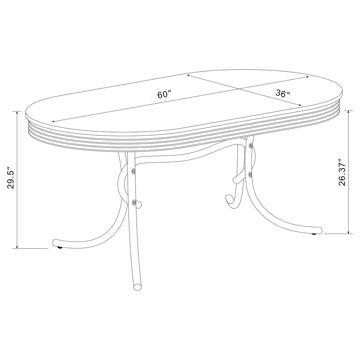 Retro 5-piece Oval Dining Table Set White - Black