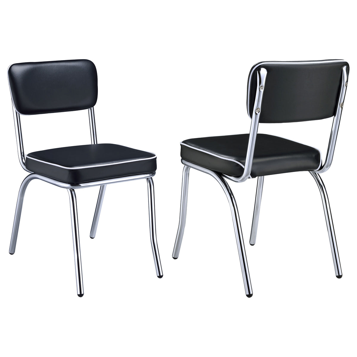 Retro Upholstered Dining Side Chair (Set of 2) - Black