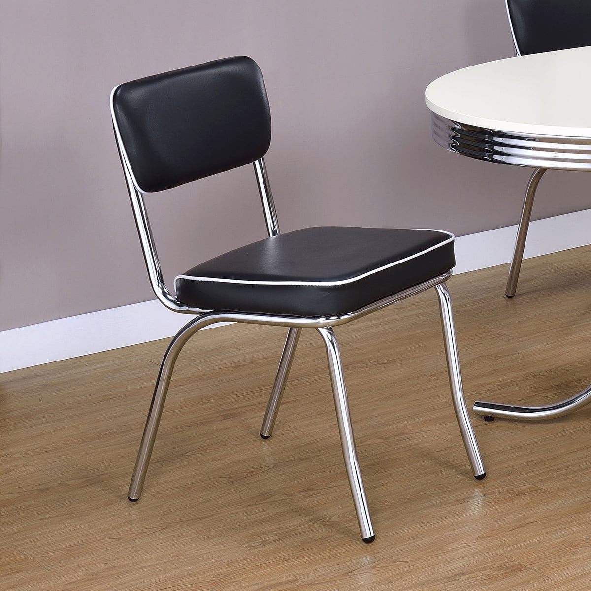 Retro Upholstered Dining Side Chair (Set of 2) - Black