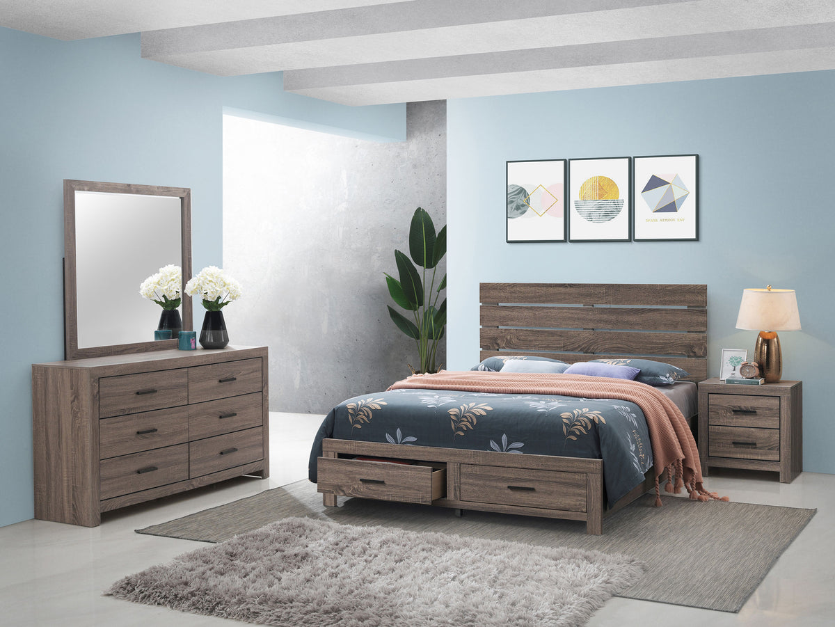 Brantford 4-piece Bedroom Set with Storage Panel Bed - Eastern King, Barrel Oak