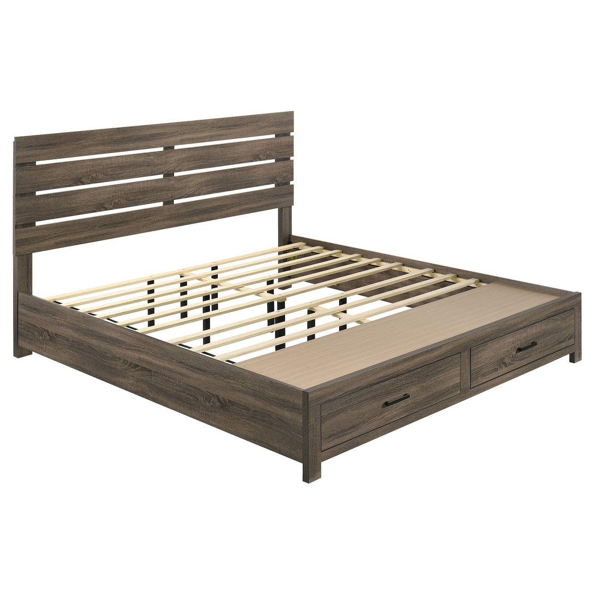 Brantford Wood Storage Panel Bed - Eastern King, Barrel Oak