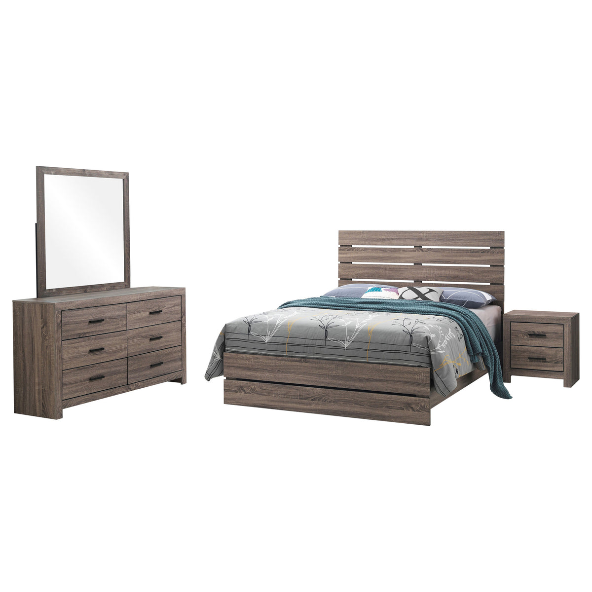 Brantford 4-piece Bedroom Set with Panel Bed - Queen, Barrel Oak