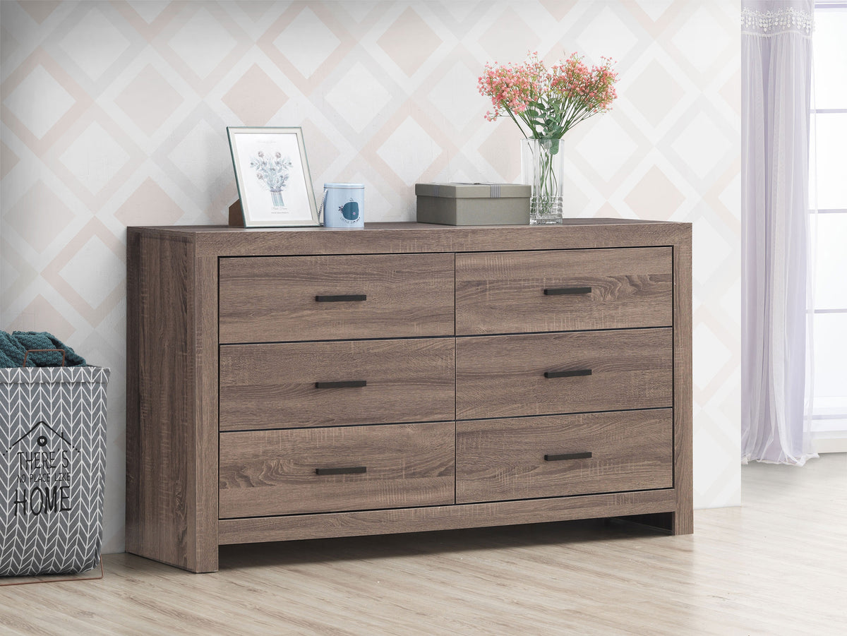 Brantford 6-drawer Dresser - Barrel Oak, Without Mirror