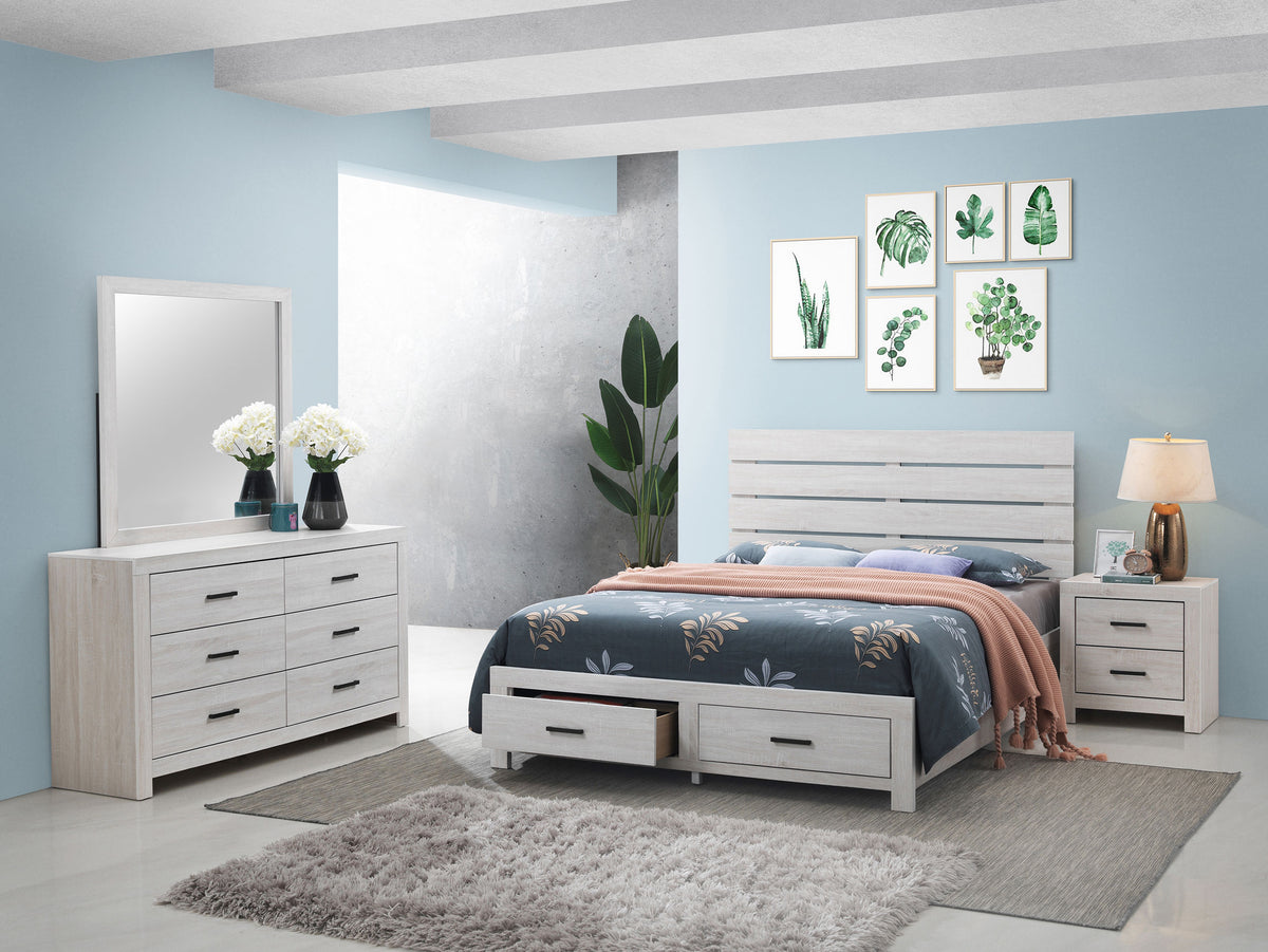 Brantford 4-piece Bedroom Set with Storage Panel Bed - Eastern King, Coastal White