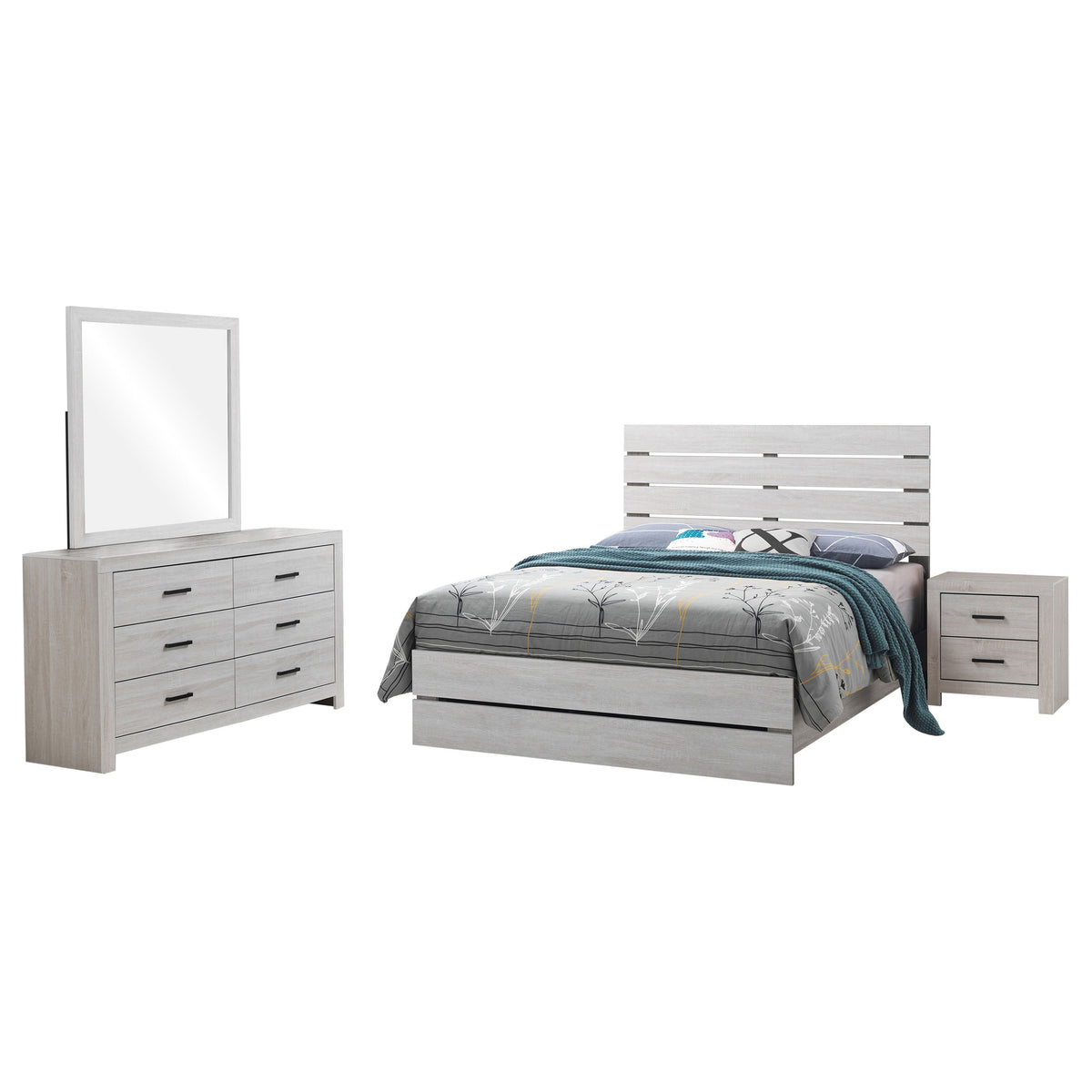 Brantford 4-piece Bedroom Set with Panel Bed - Queen, Coastal White