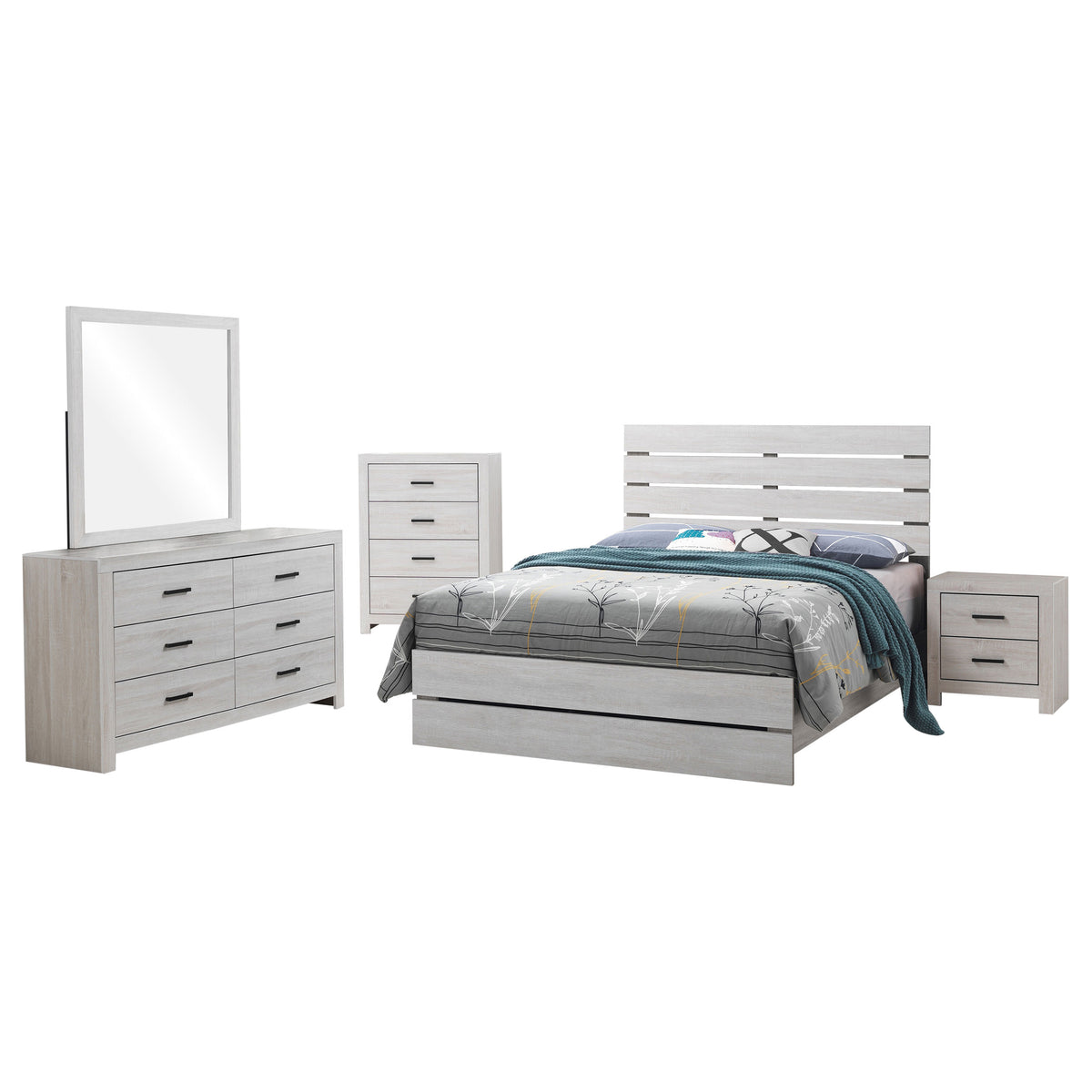 Brantford 5-piece Bedroom Set with Panel Bed - Queen, Coastal White