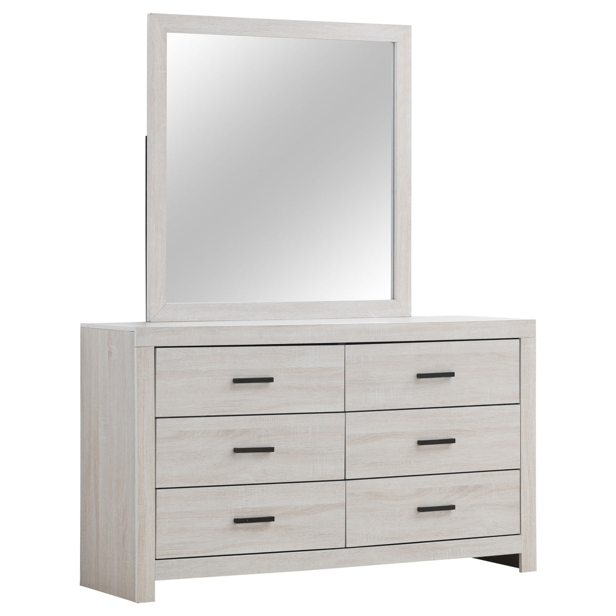 Brantford 6-drawer Dresser - Coastal White, With Mirror