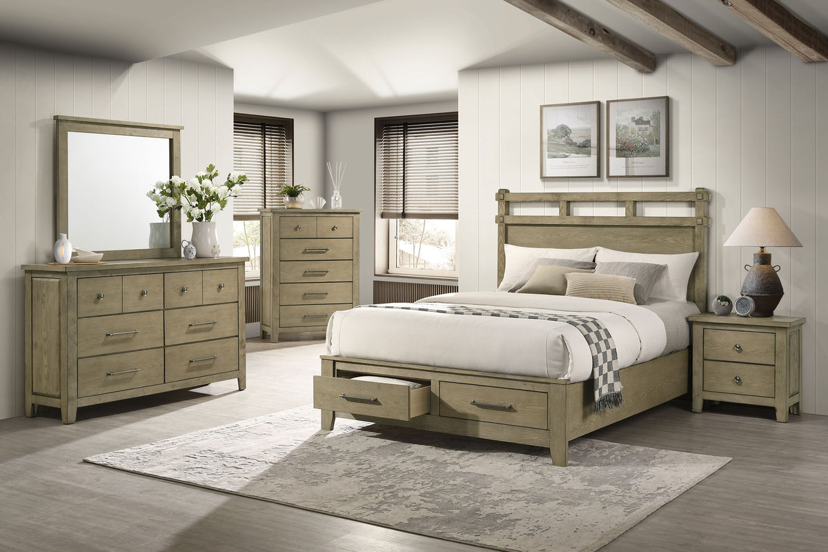 Hazlewood 5-piece Bedroom Set Vineyard Oak with 59-inch Storage Bed - Eastern King