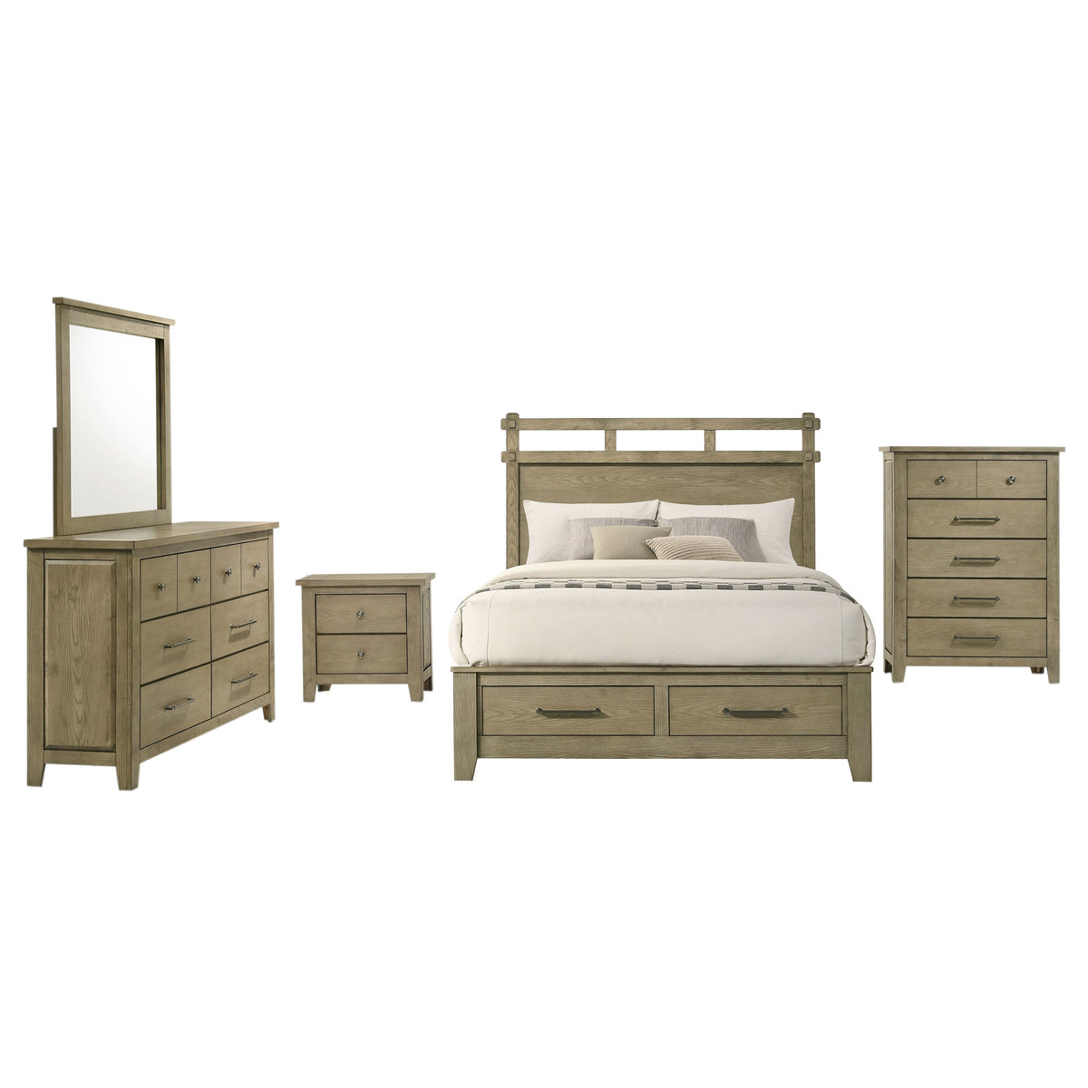 Hazlewood 5-piece Bedroom Set Vineyard Oak with 59-inch Storage Bed - Eastern King
