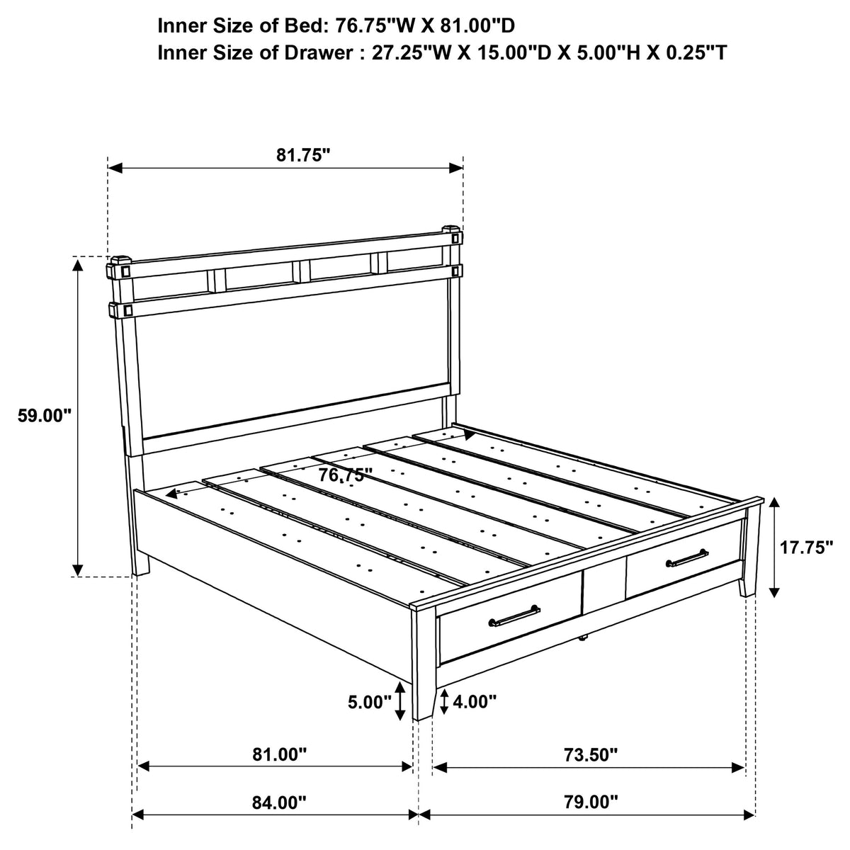 Hazlewood 5-piece Bedroom Set Vineyard Oak with 59-inch Storage Bed - Eastern King