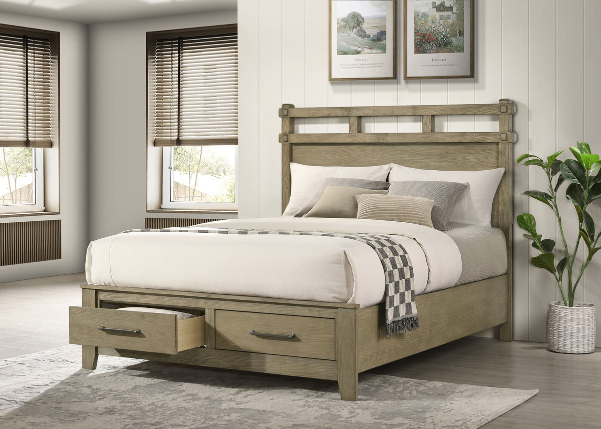 Hazlewood 59-inch Storage Bed Vineyard Oak - Eastern King
