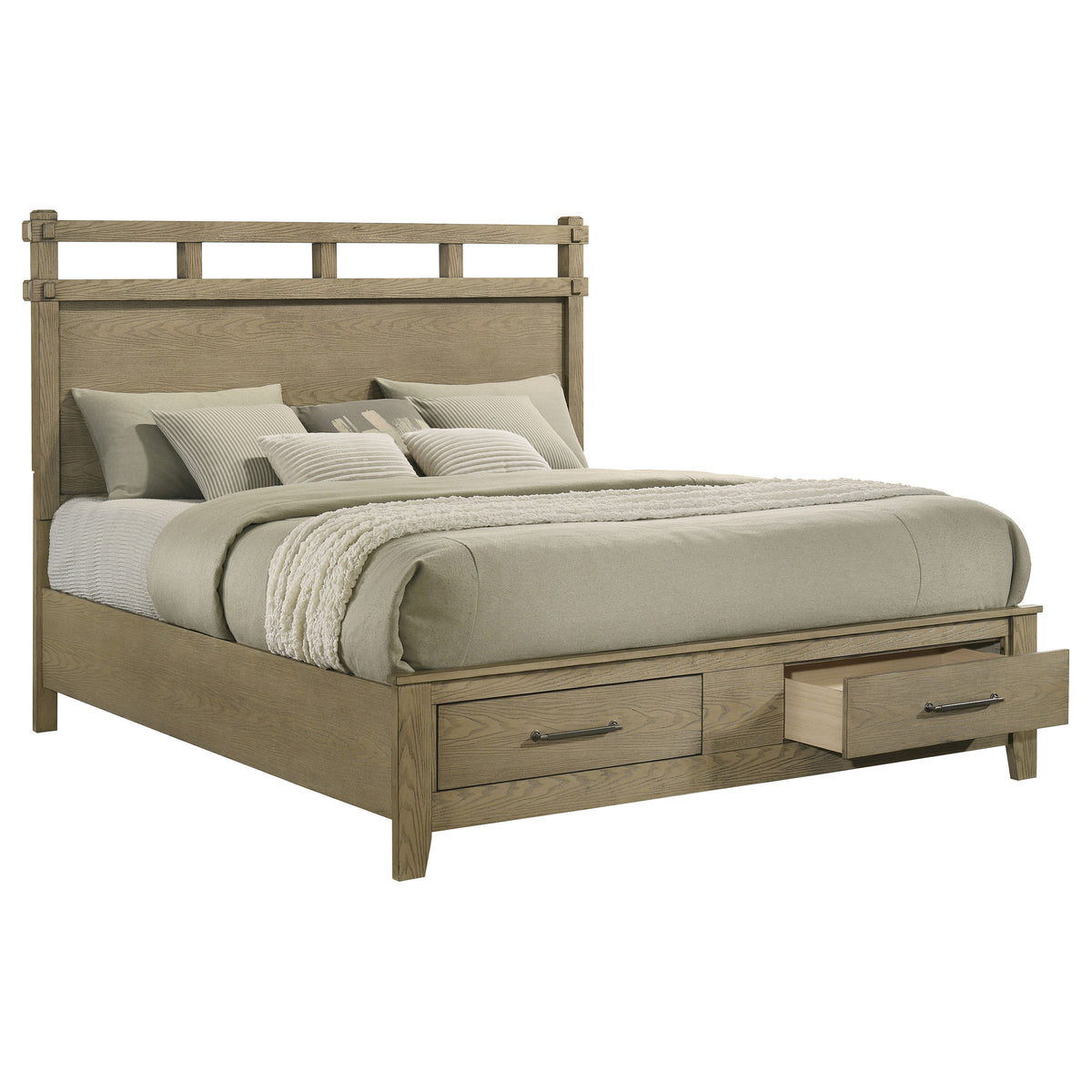Hazlewood 59-inch Storage Bed Vineyard Oak - Eastern King