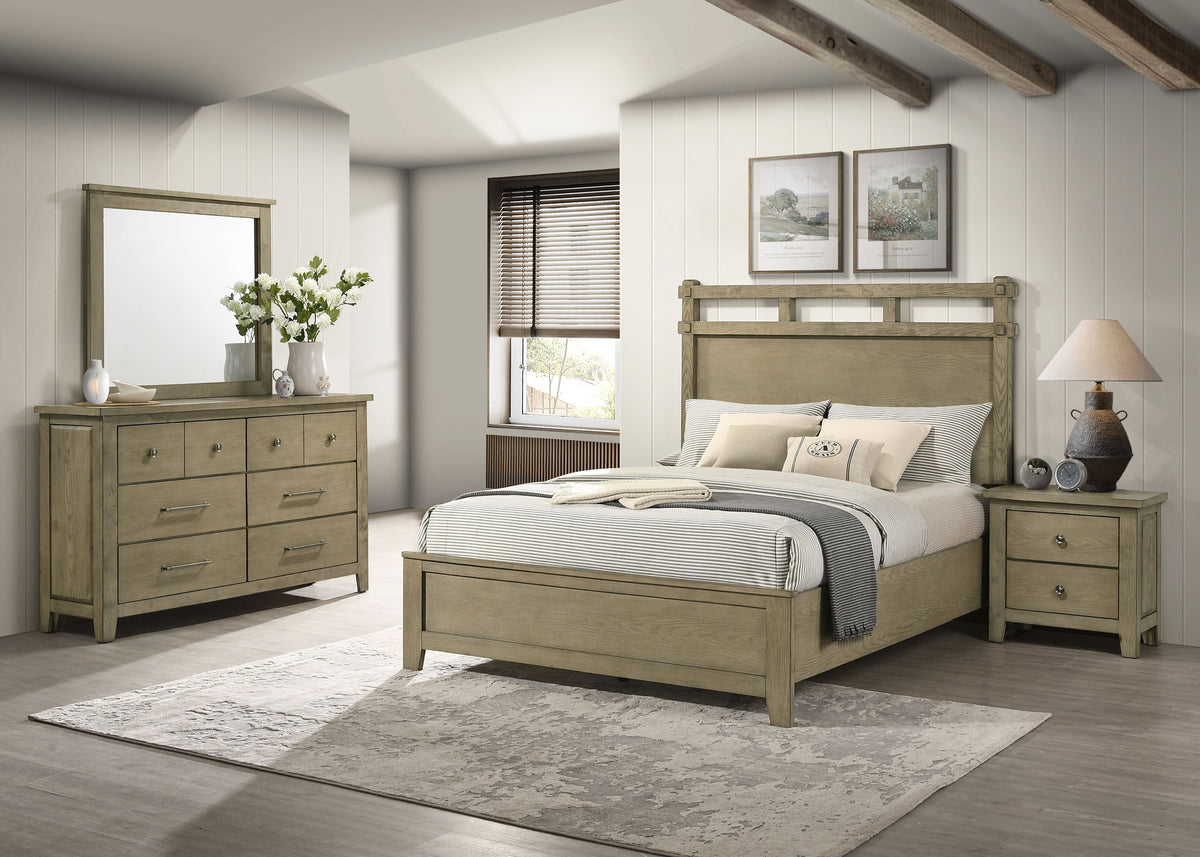 Hazlewood 4-piece Bedroom Set Vineyard Oak with 61-inch Panel Bed - Queen