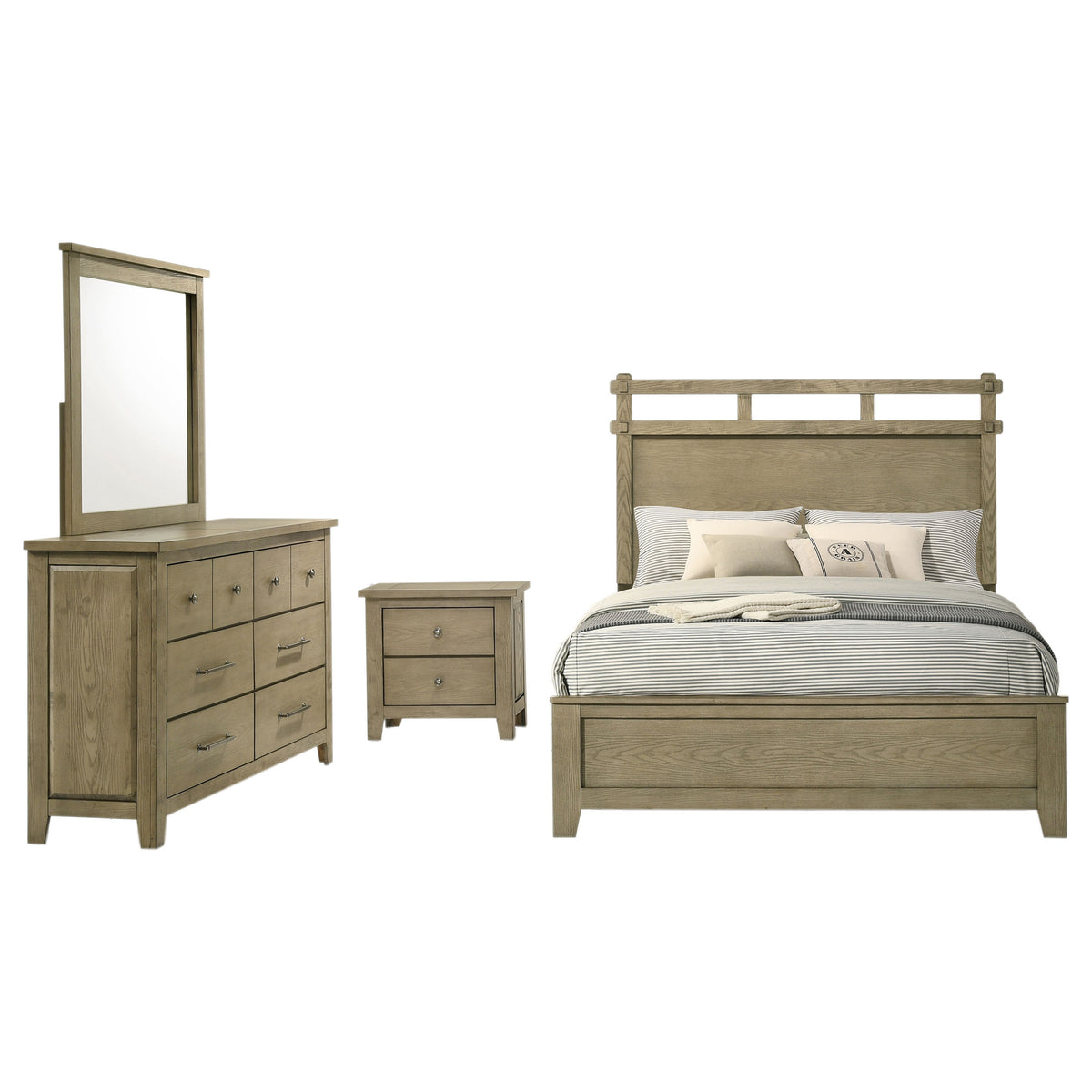 Hazlewood 4-piece Bedroom Set Vineyard Oak with 61-inch Panel Bed - Queen