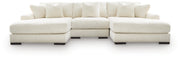 Lindyn 3-Piece Sectional with Double Chaise Velvet