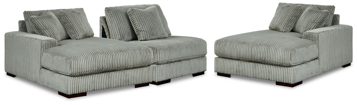 Lindyn 3-Piece Sectional with Double Chaise Velvet