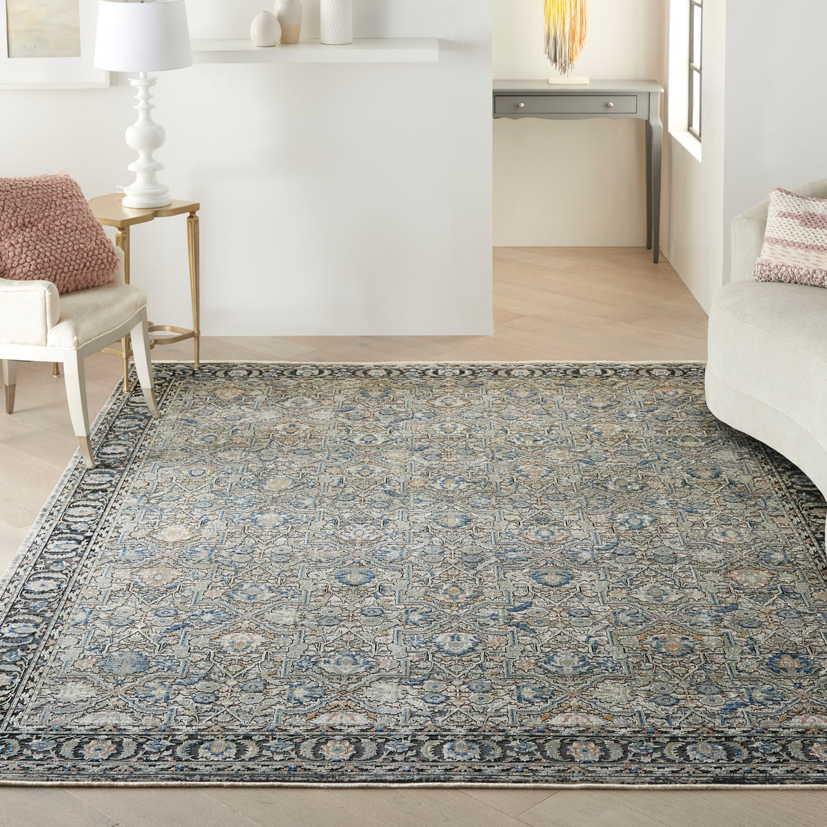 Starry Nights STN10 Grey Navy Rug - room scene