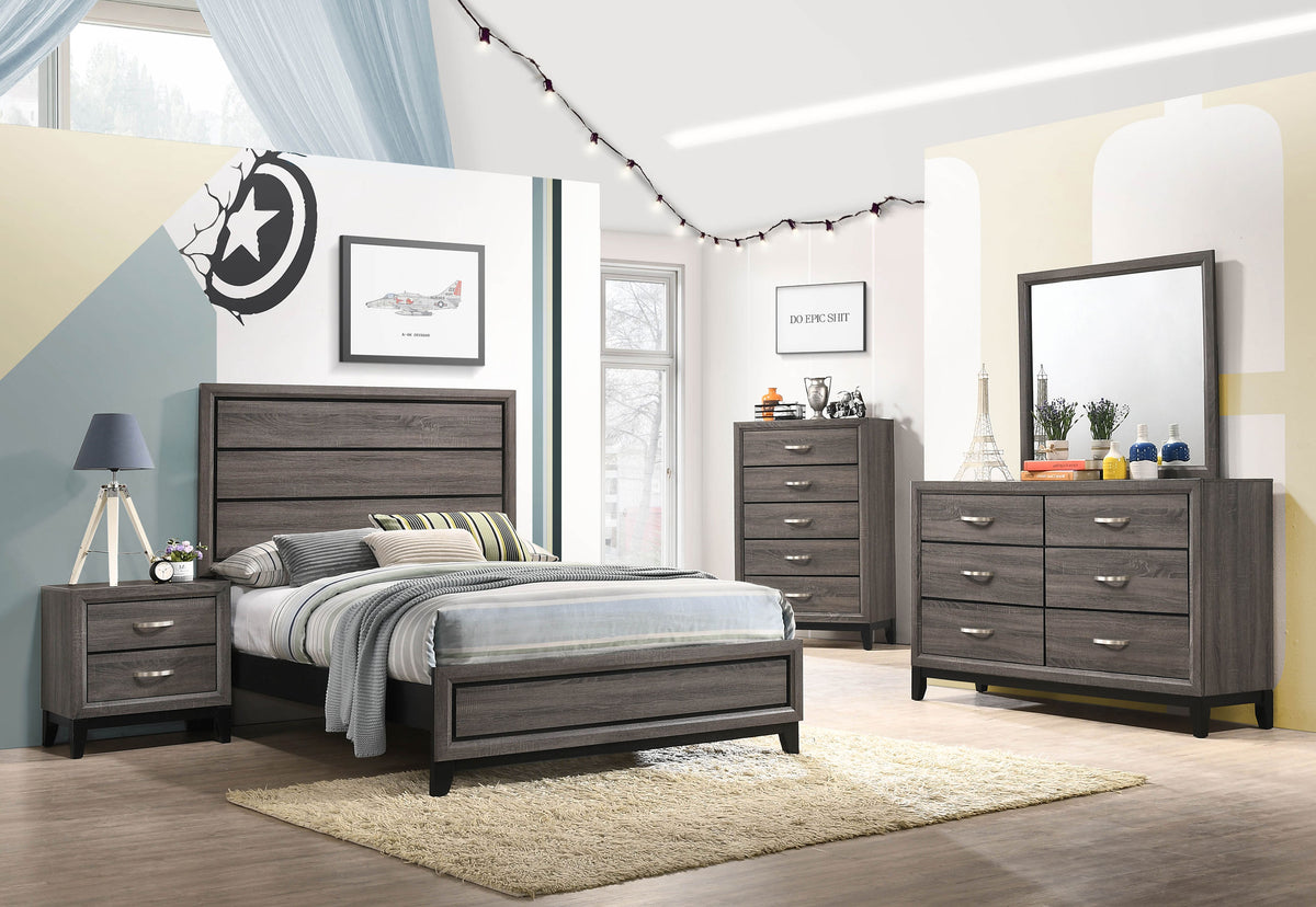 Watson Five-piece Bedroom Set Grey Oak - Full