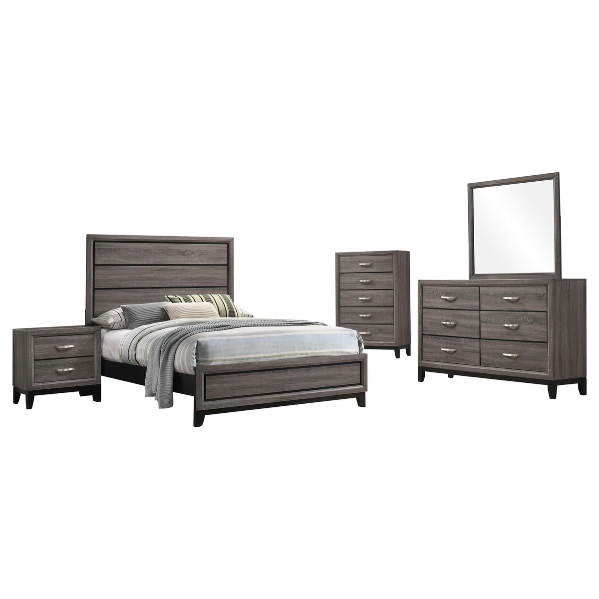 Watson Five-piece Bedroom Set Grey Oak - Full