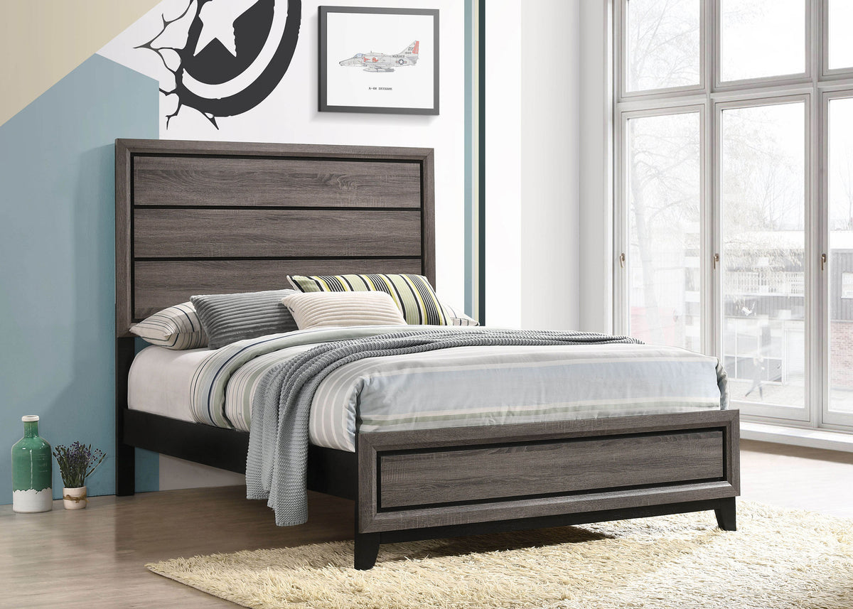 Watson Wood Panel Bed Grey Oak - Full