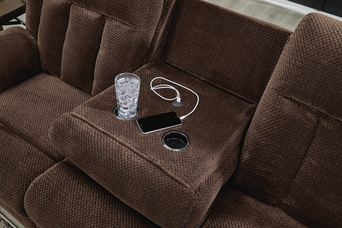 Observation REC PWR Sofa w/Drop Down Table Velvet