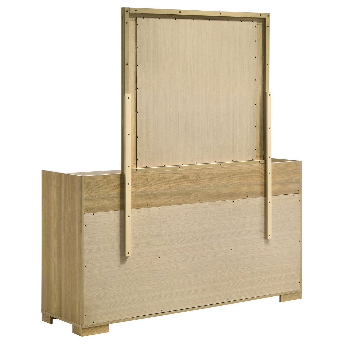 Hyland 6-drawer Dresser Natural - Natural and White, With Mirror