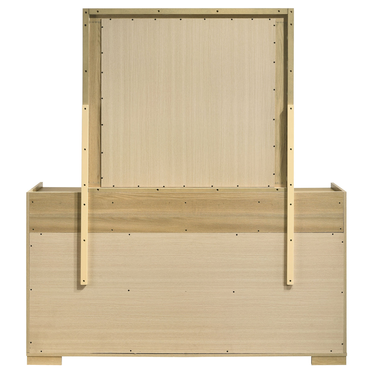 Hyland 6-drawer Dresser Natural - Natural and White, With Mirror