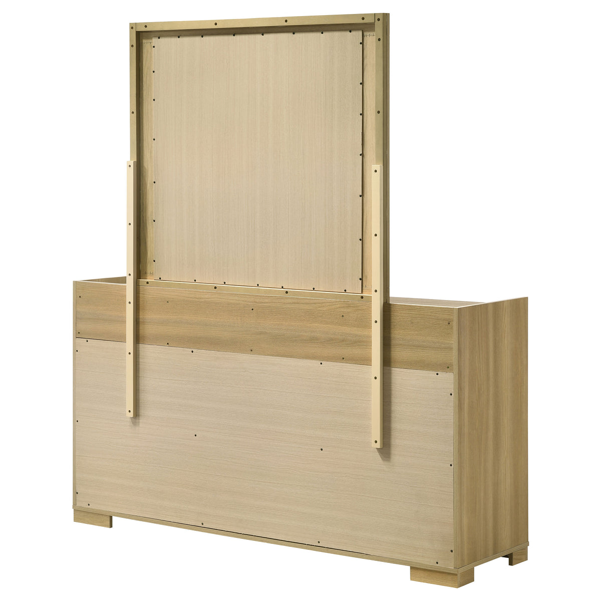 Hyland 6-drawer Dresser Natural - Natural and White, With Mirror
