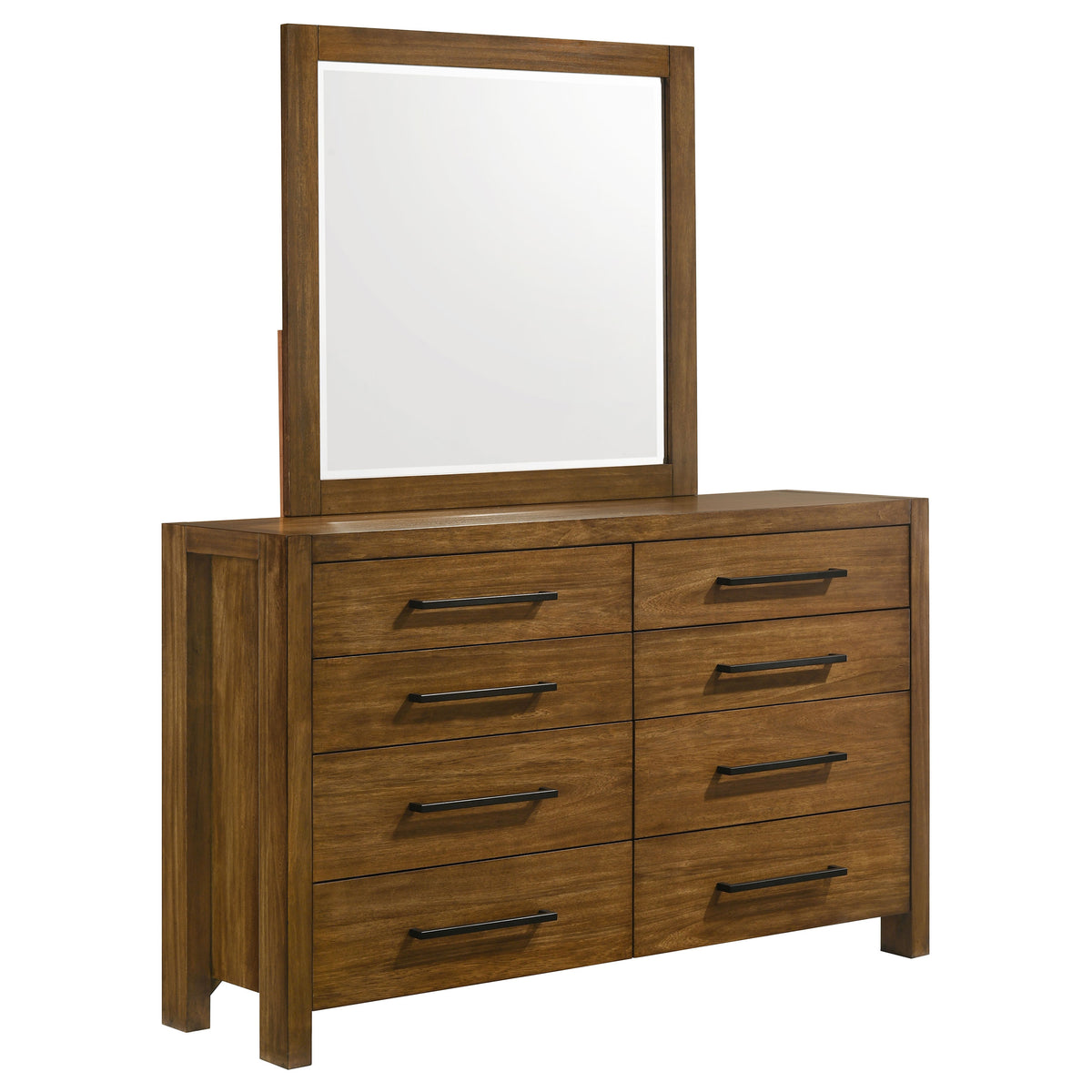 Adderley 8-drawer Bedroom Dresser Warm Brown - With Mirror
