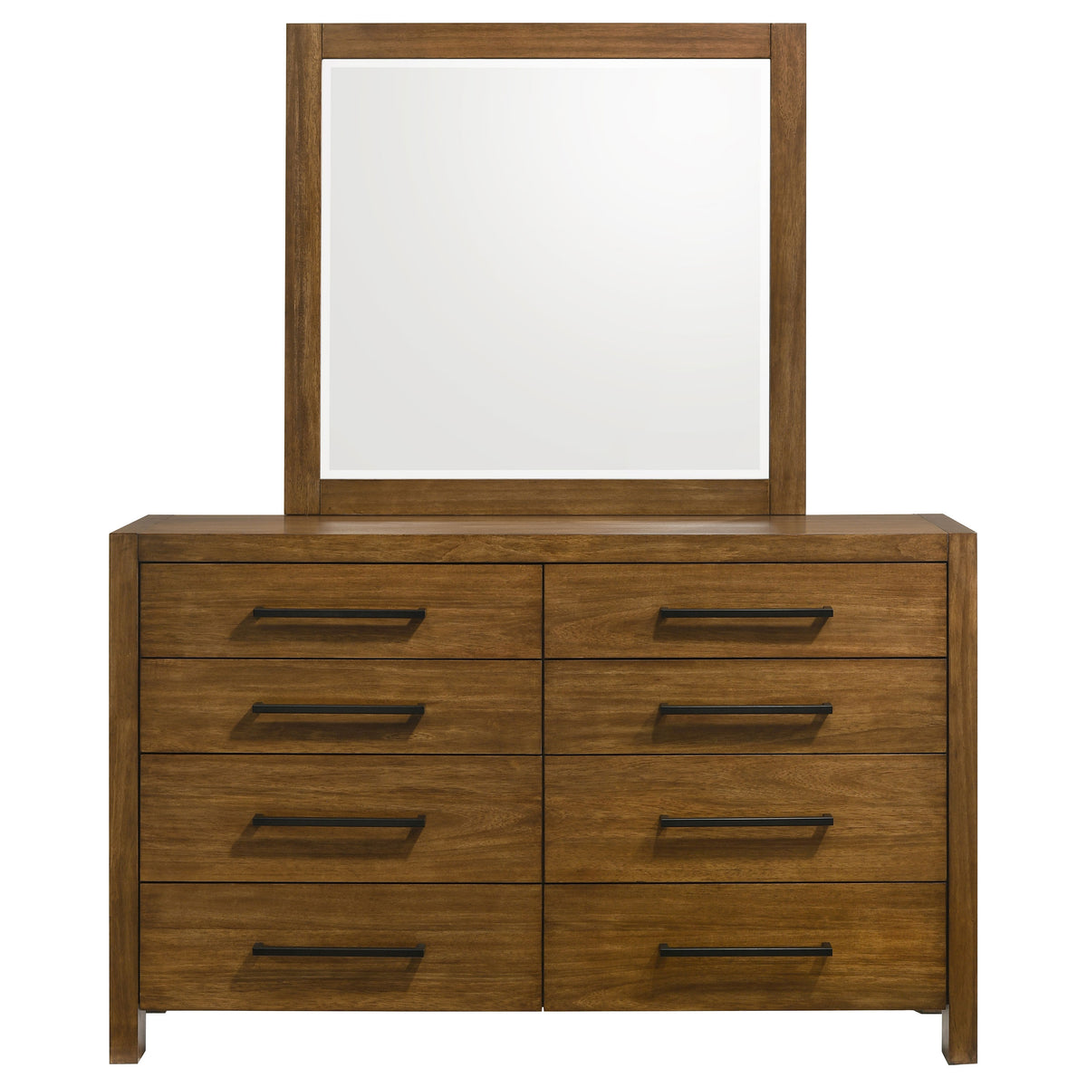 Adderley 8-drawer Bedroom Dresser Warm Brown - With Mirror