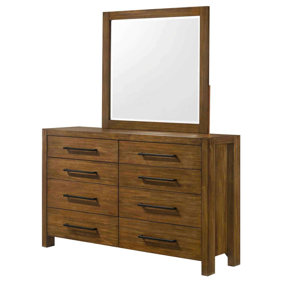 Adderley 8-drawer Bedroom Dresser Warm Brown - With Mirror