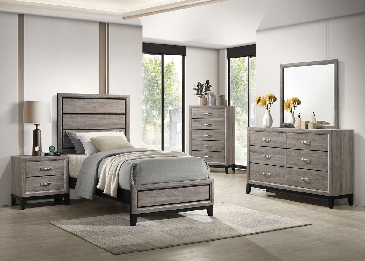 Valen Five-piece Bedroom Set Light Taupe - Twin