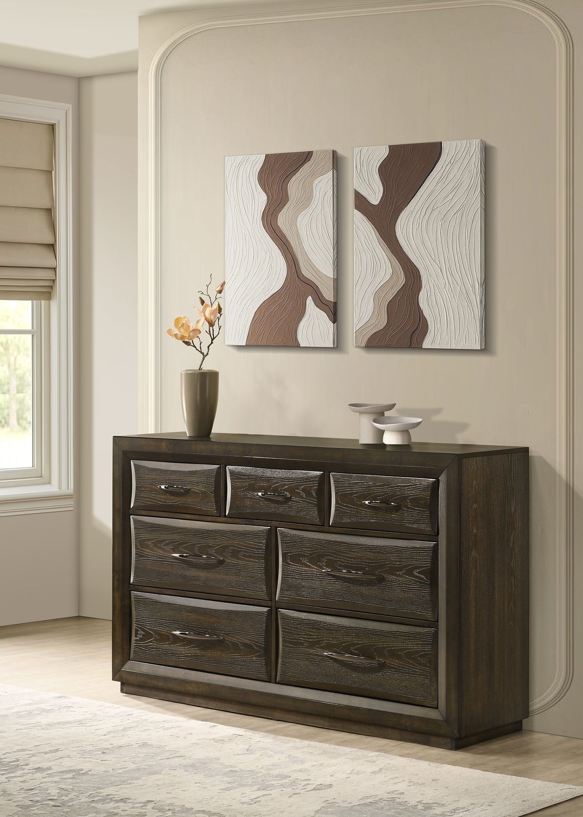 Atlas 7-drawer Bedroom Dresser Dark Oak - Without Mirror