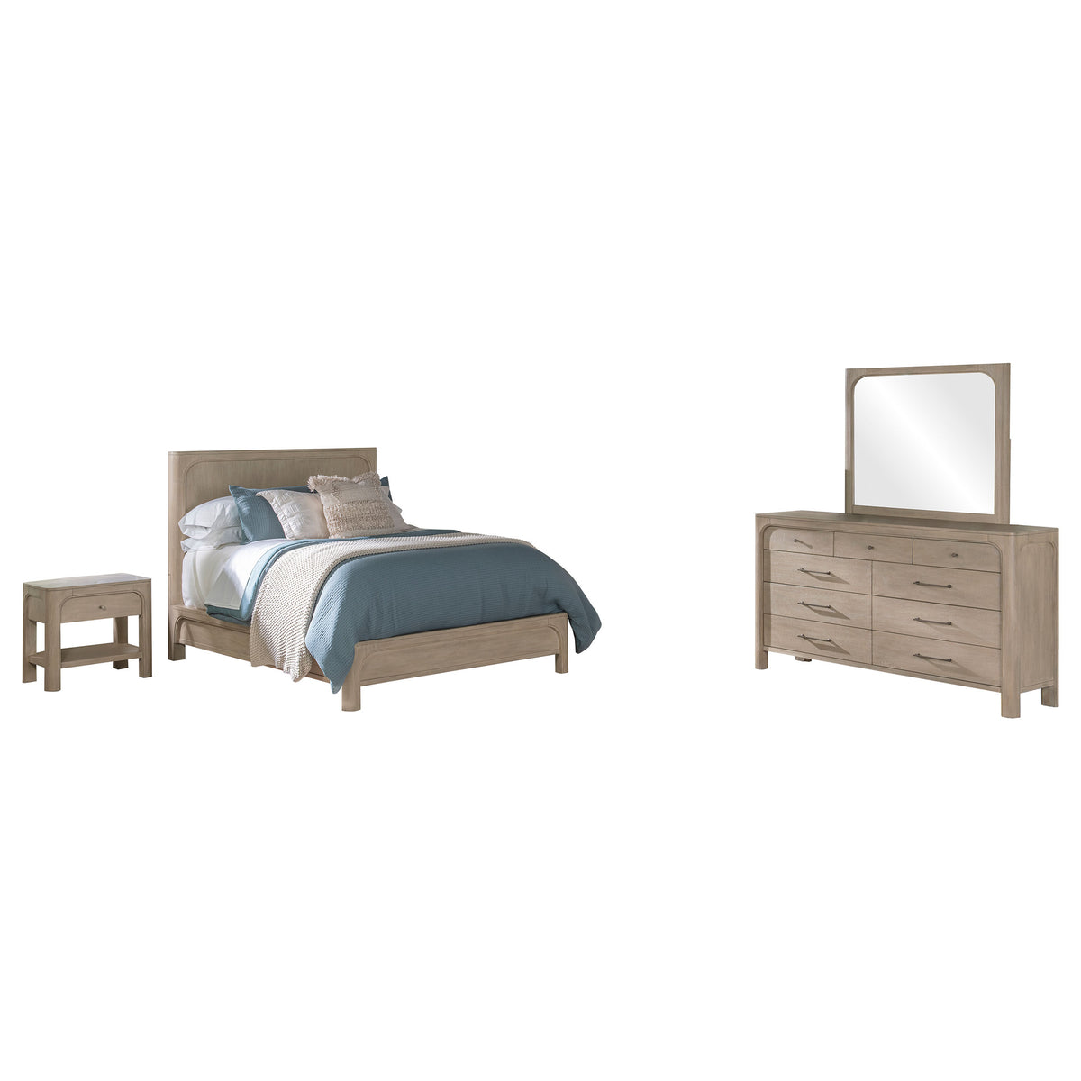 Solano 4-piece Bedroom Set Weathered Mango with 56-inch Panel Bed - Eastern King