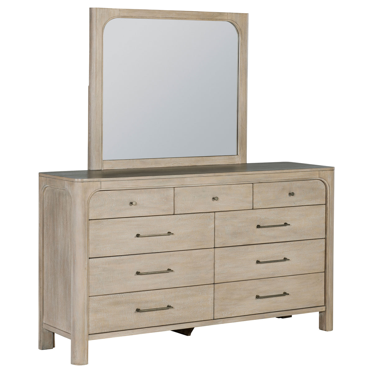 Solano 9-drawer Bedroom Dresser Weathered Mango - With Mirror
